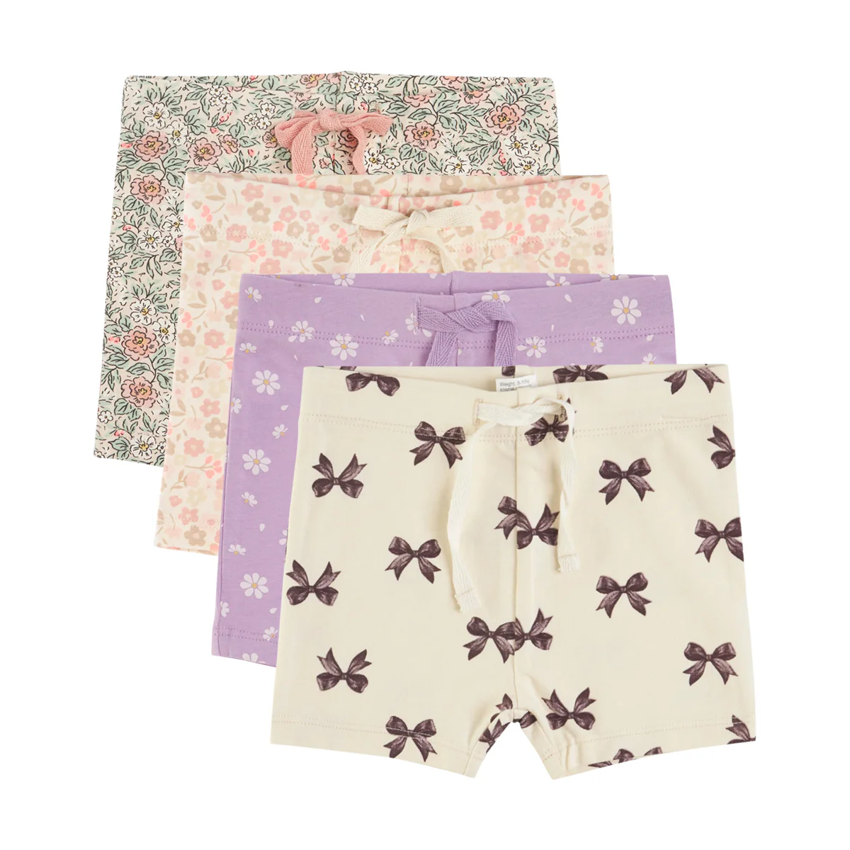 Baby Girls Soft Stretch Cotton Print Bike Shorts With Drawstring