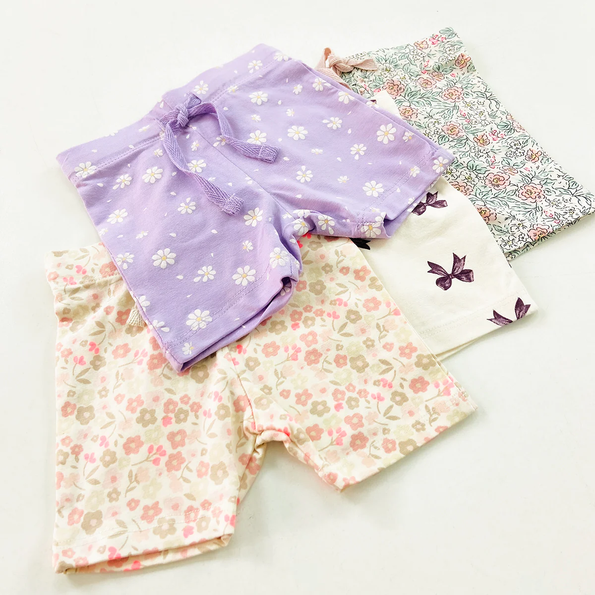 Baby Girls Soft Stretch Cotton Print Bike Shorts With Drawstring - Image 10