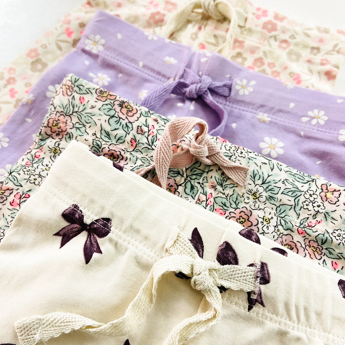 Baby Girls Soft Stretch Cotton Print Bike Shorts With Drawstring - Image 8