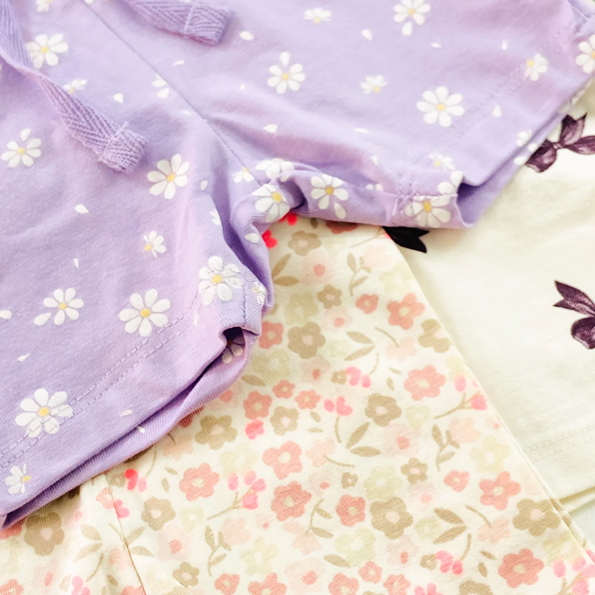 Baby Girls Soft Stretch Cotton Print Bike Shorts With Drawstring - Image 9