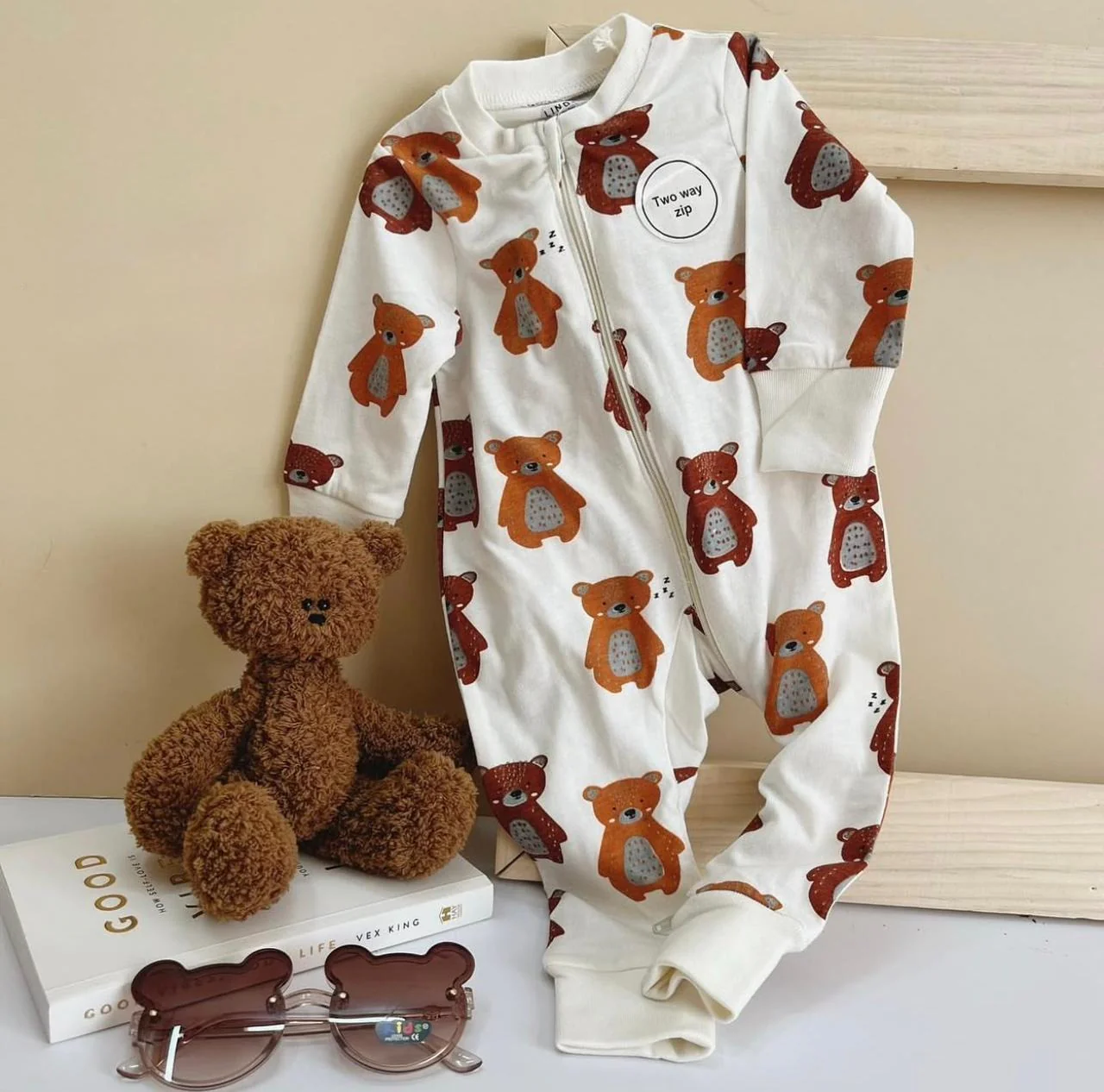Baby Organic Cotton Printed Sleepsuit Full Body Romper - Image 5