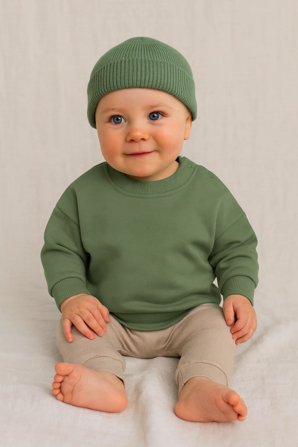 Baby Premium Soft Cotton Fleece Pullover Button Shoulder Sweatshirt - Image 2