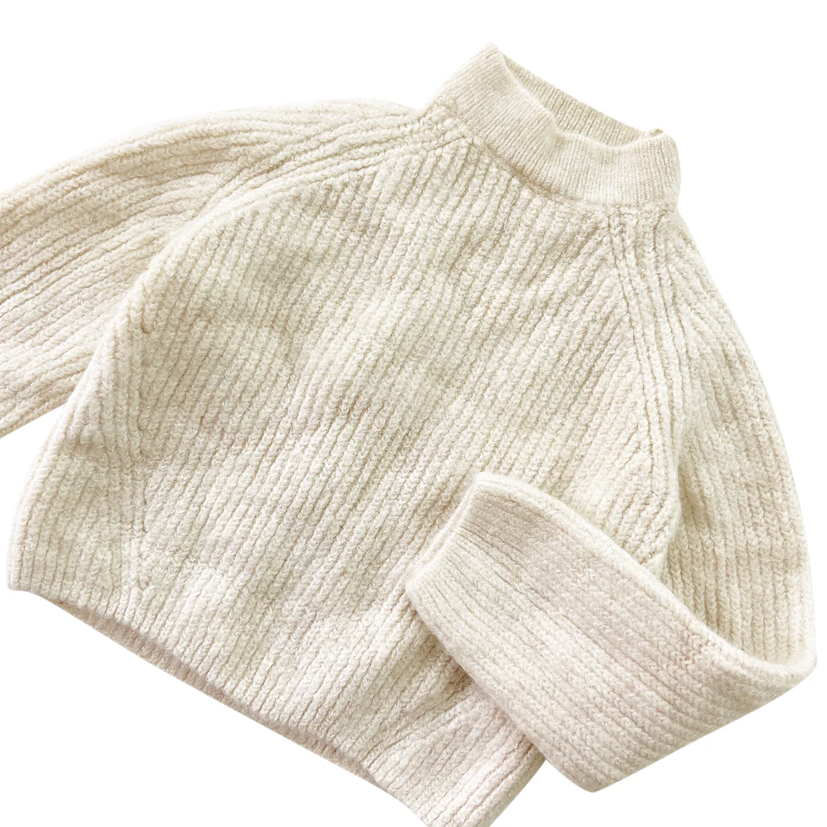 Kids Ribbed Knit Pullover Mock Neck Sweater - Image 2