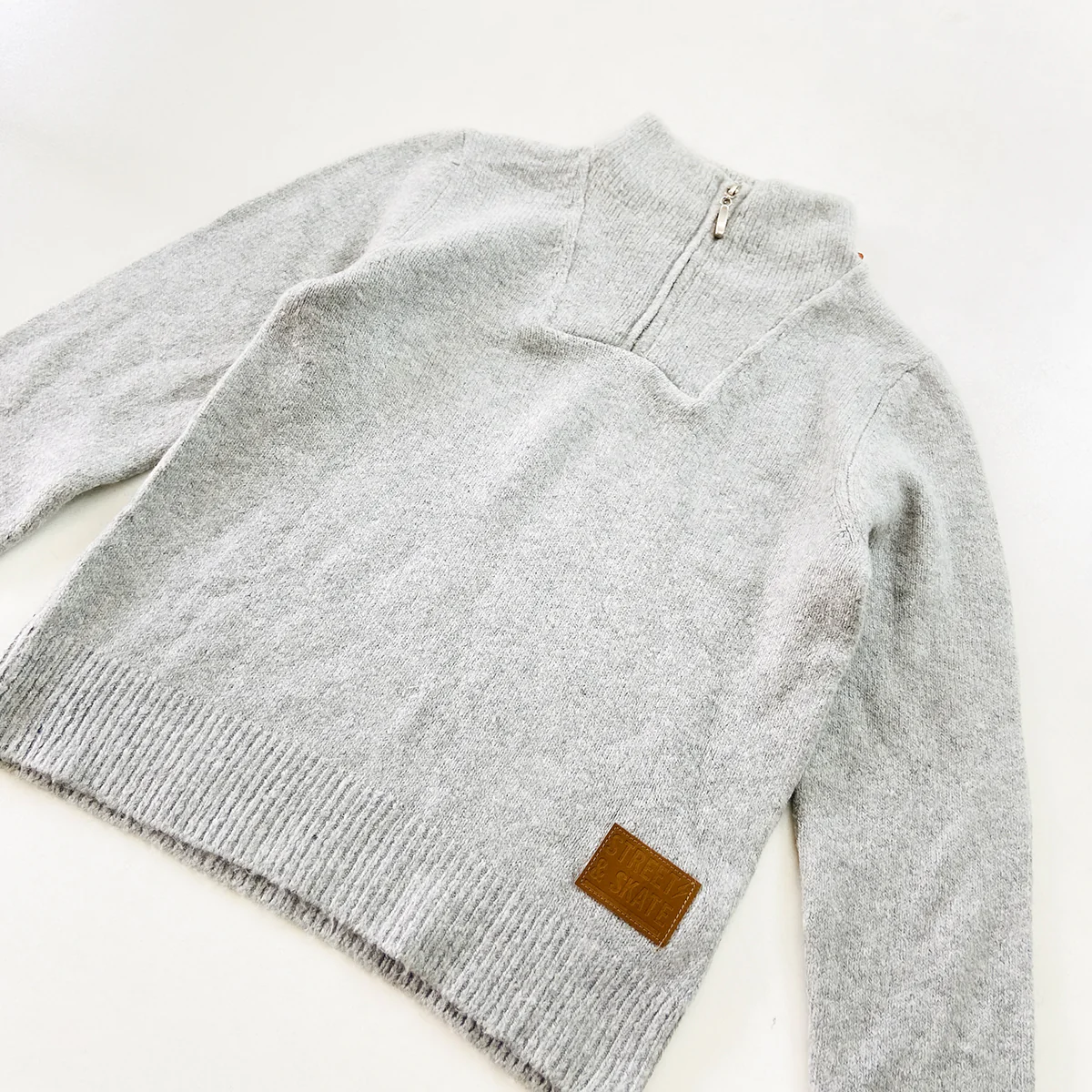 Boys Heather Knit Quarter Zip Winter Pullover Sweater - Image 7