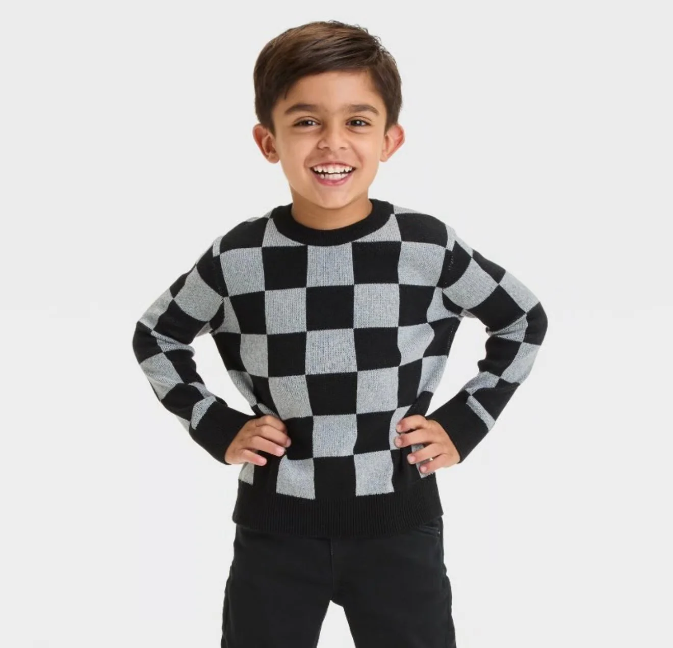 Boys Premium Checkered Soft Knit Pullover Ribbed Sweater - Image 2