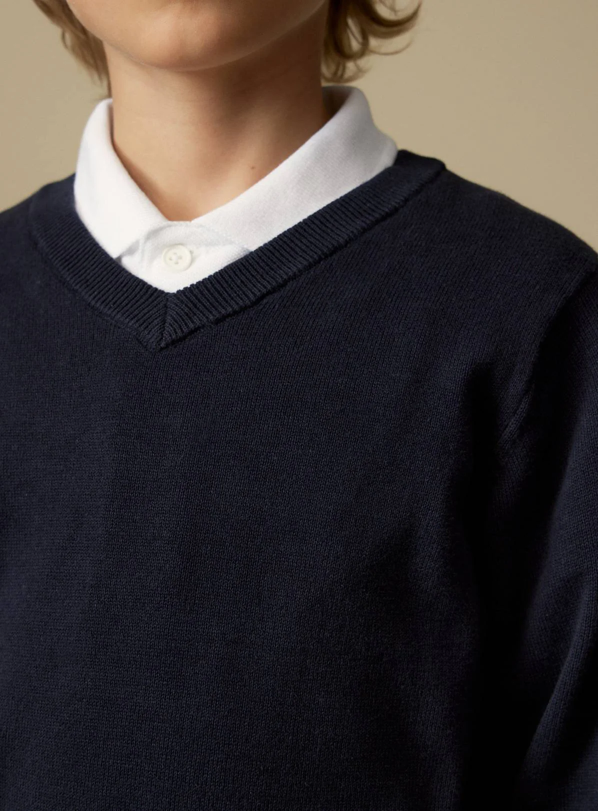 Boys V-Neck Long Sleeve Cotton Sweater - Image 3