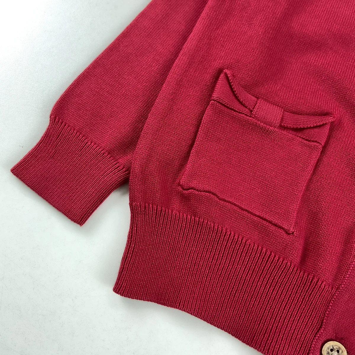 Girls Cotton Knitted Cardigan Sweater With Pocket - Image 8