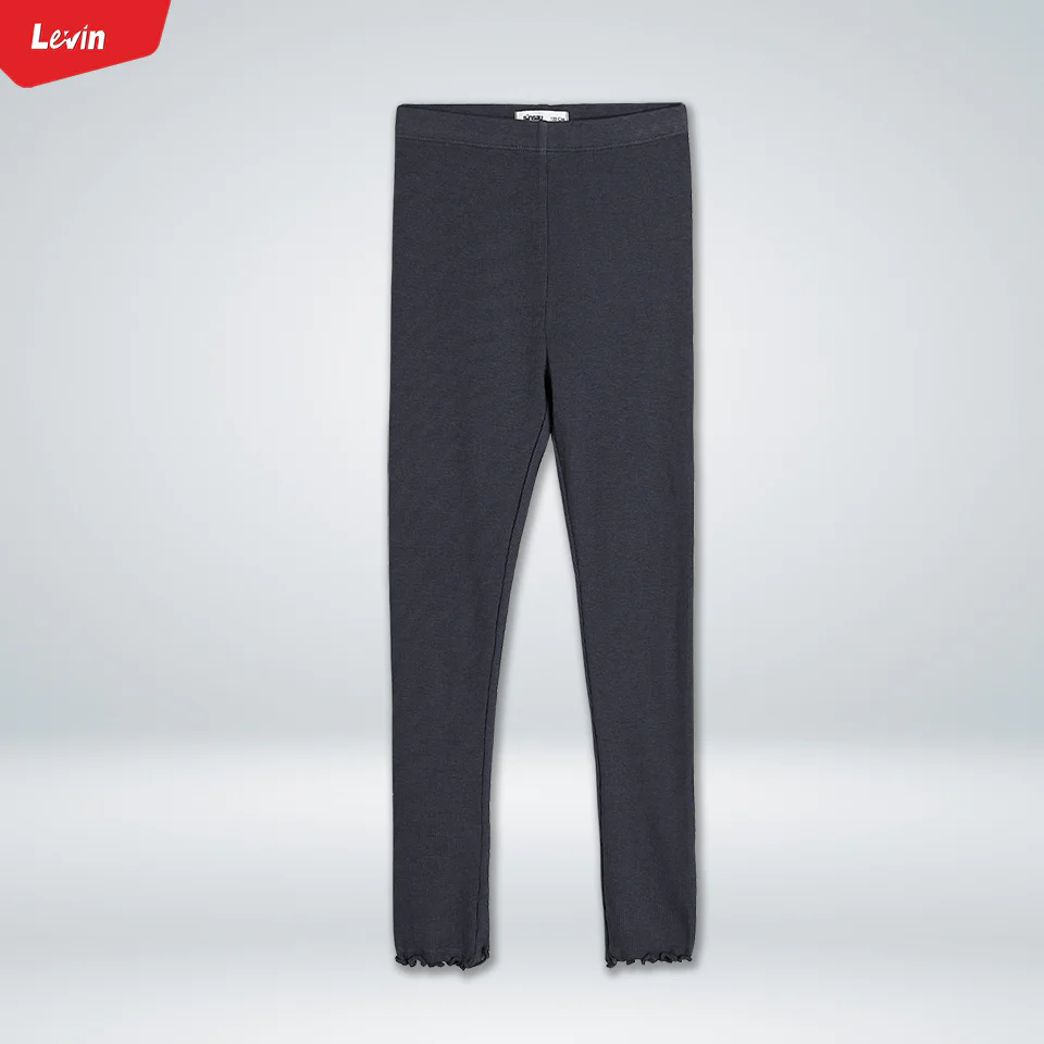 Girls Cotton Ribbed Lettuce Cuff Full-Length Leggings - Image 4
