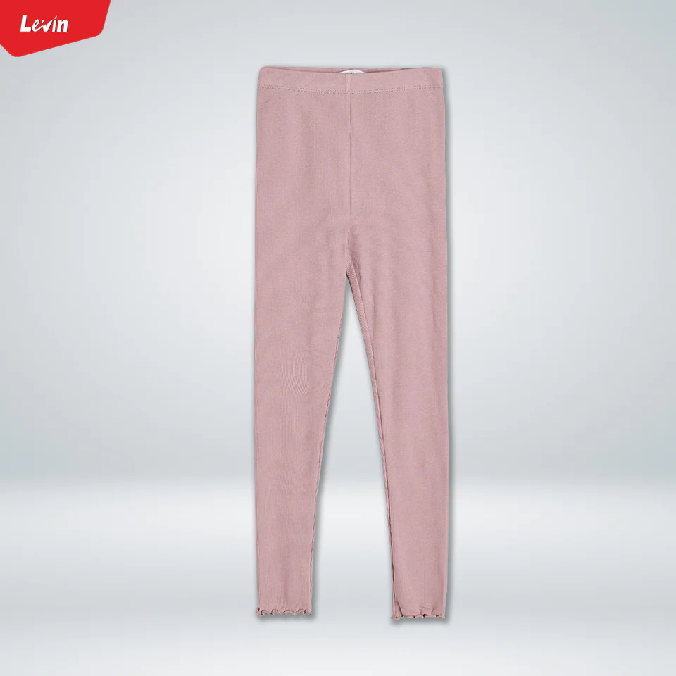 Girls Cotton Ribbed Lettuce Cuff Full-Length Leggings - Image 5