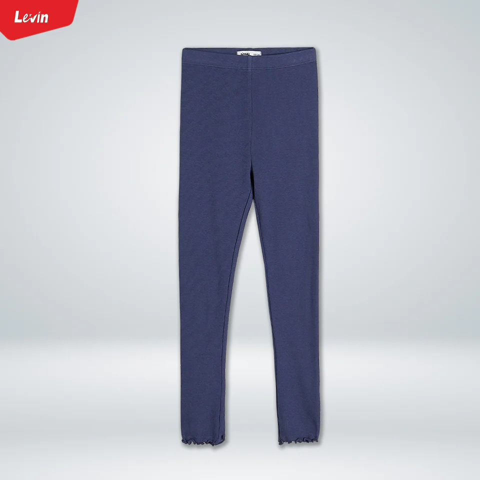 Girls Cotton Ribbed Lettuce Cuff Full-Length Leggings - Image 6