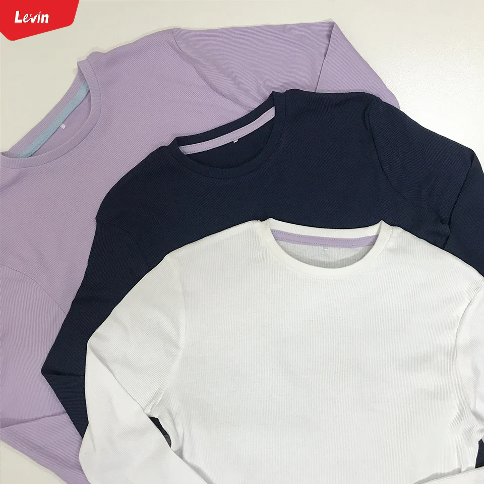Girls Cotton Ribbed Round Neck Long Sleeve Solid T-Shirts - Image 6