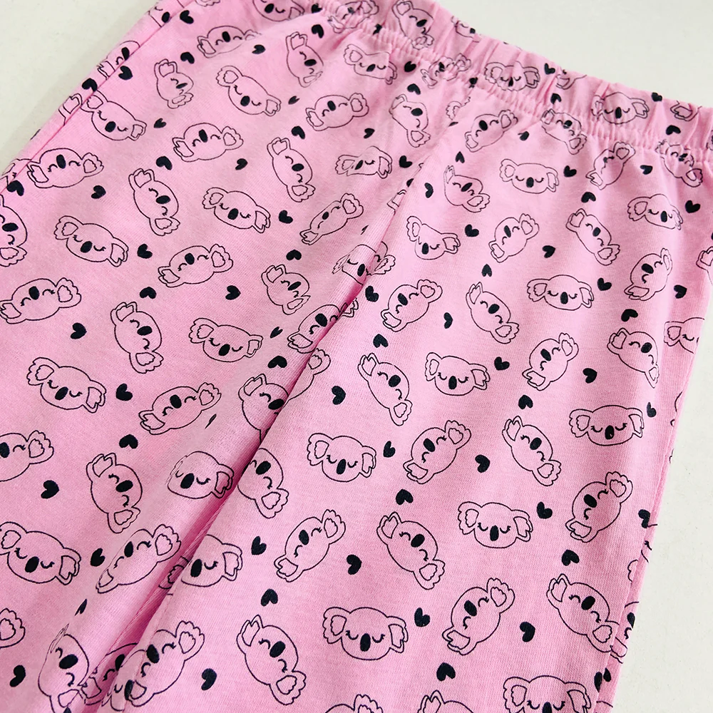 Girls Elasticated Printed Cotton Pajama With Ankle Cuff - Image 25