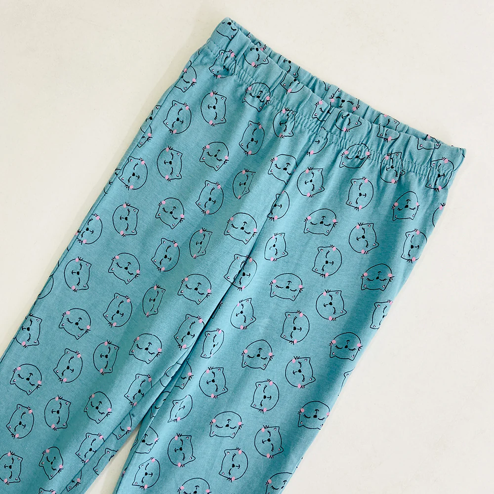 Girls Elasticated Printed Cotton Pajama With Ankle Cuff - Image 24