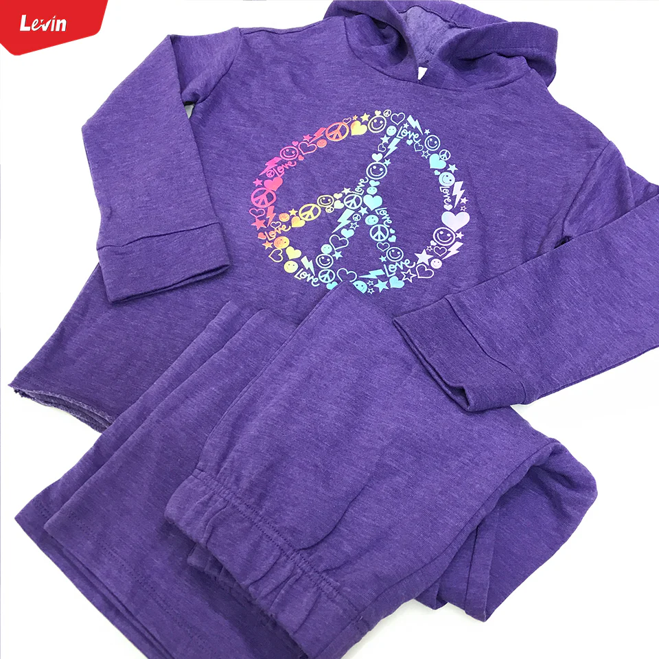 Girls Hoodie and Trouser Pants 2 Piece Graphic Hooded Tracksuit Set - Image 5
