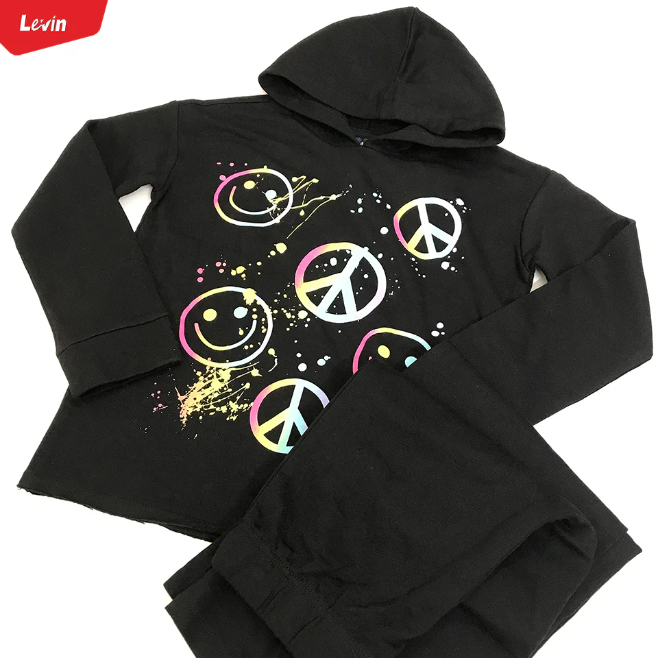 Girls Hoodie and Trouser Pants 2 Piece Graphic Hooded Tracksuit Set - Image 6