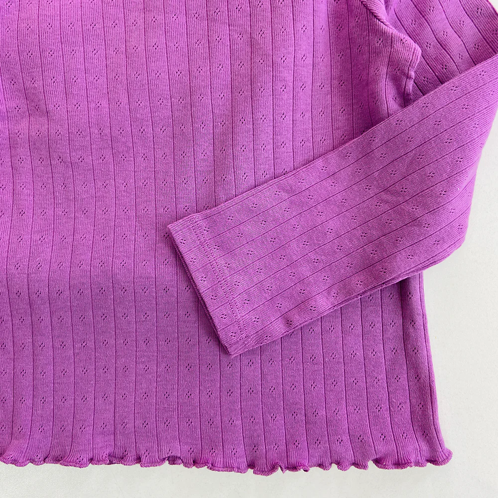 Girls Long Sleeve Pointelle T-Shirt Top - Image 11