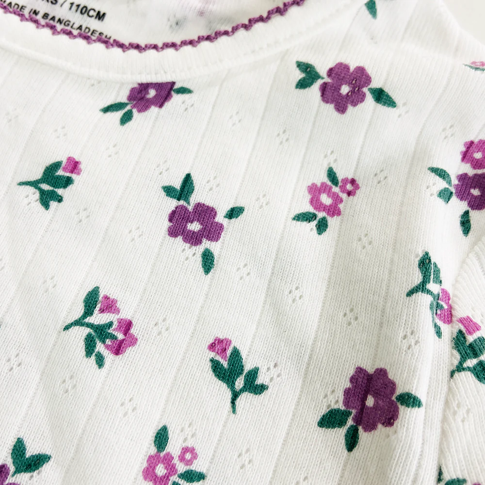 Girls Long Sleeve Pointelle T-Shirt Top - Image 13