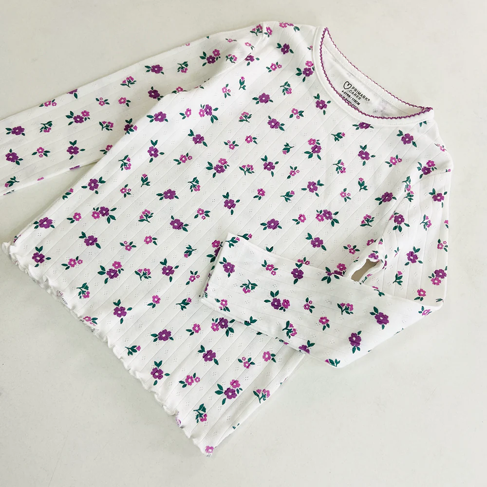 Girls Long Sleeve Pointelle T-Shirt Top - Image 14
