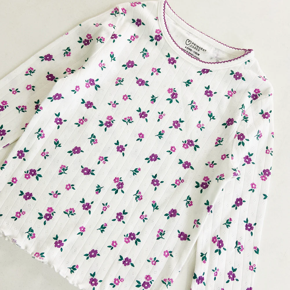 Girls Long Sleeve Pointelle T-Shirt Top - Image 15
