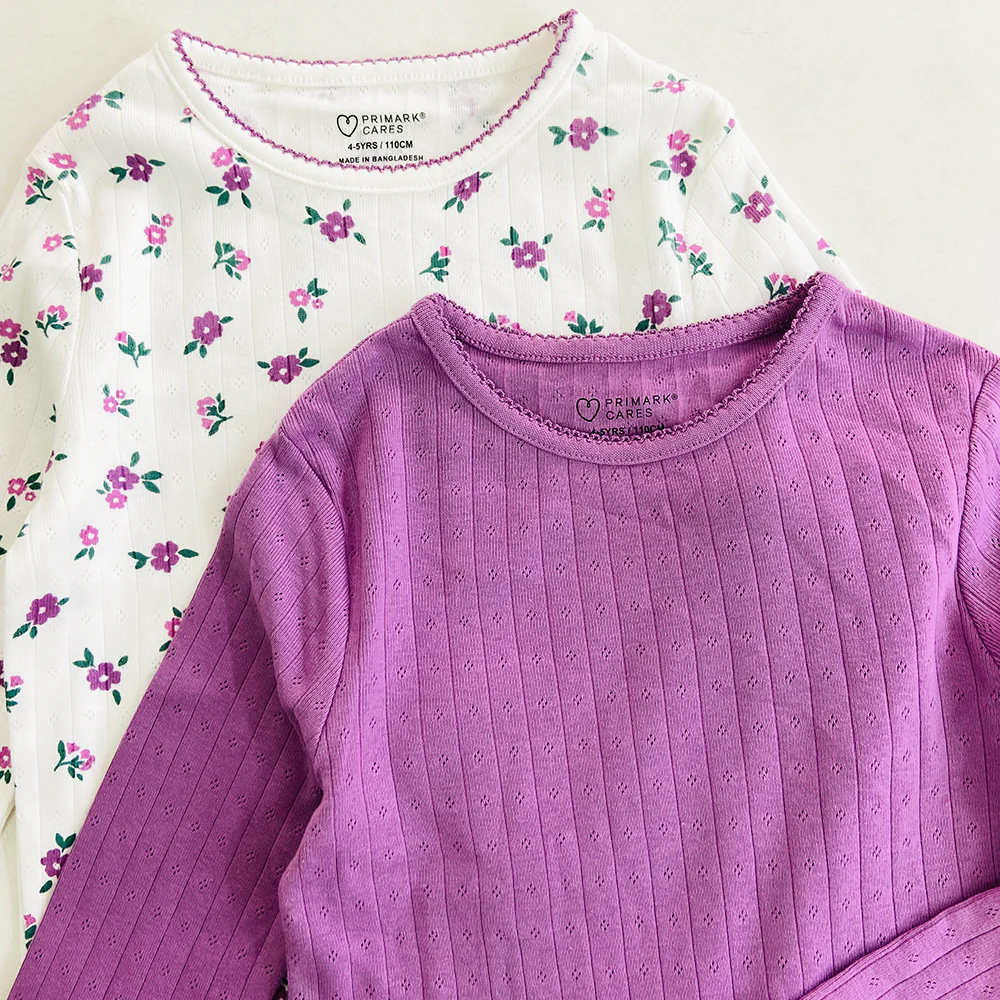 Girls Long Sleeve Pointelle T-Shirt Top - Image 6