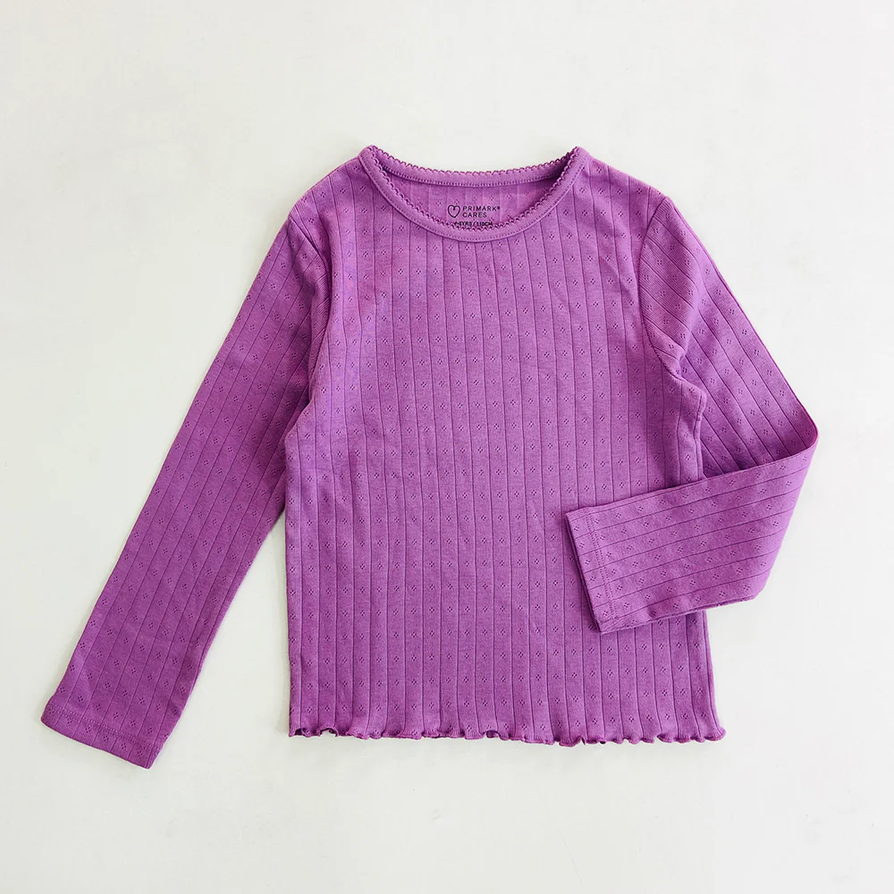 Girls Long Sleeve Pointelle T-Shirt Top - Image 8