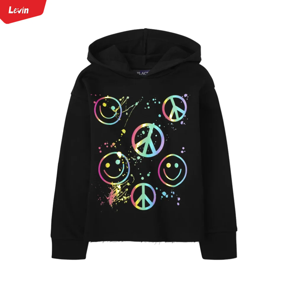 Girls Long Sleeve Pull Over Graphic Print Hoodie - Image 3