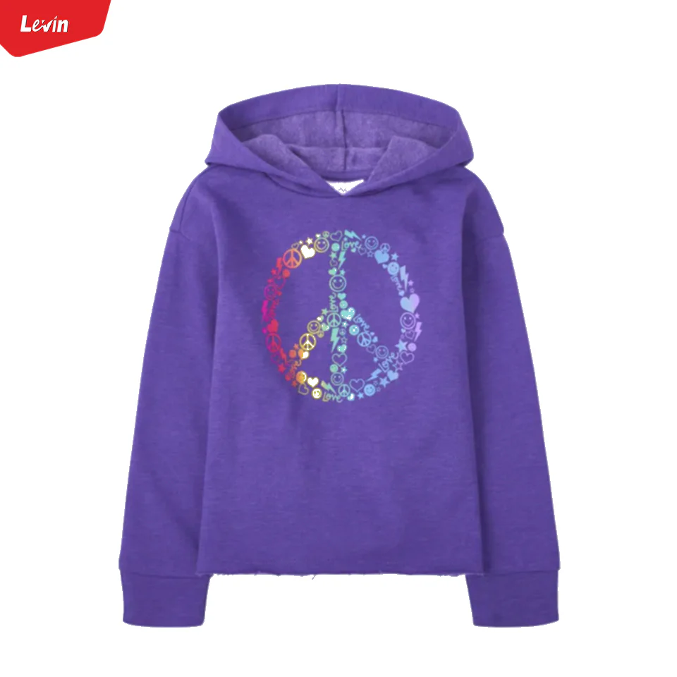 Girls Long Sleeve Pull Over Graphic Print Hoodie - Image 4