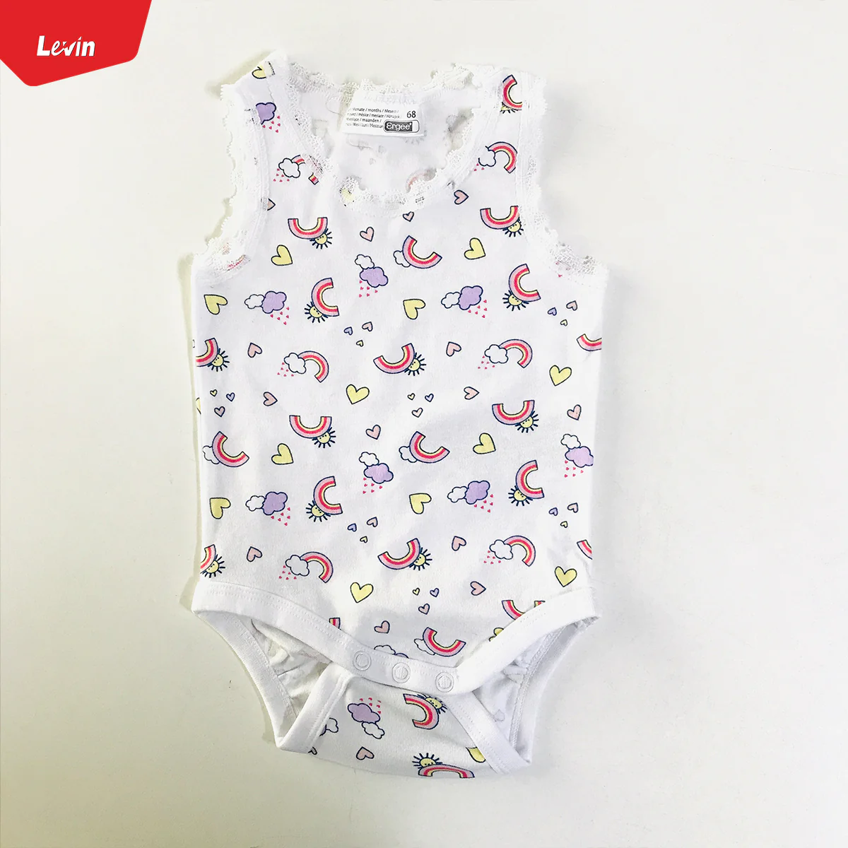 Girls Multicolor Cotton Sleeveless Lace Romper - Image 6
