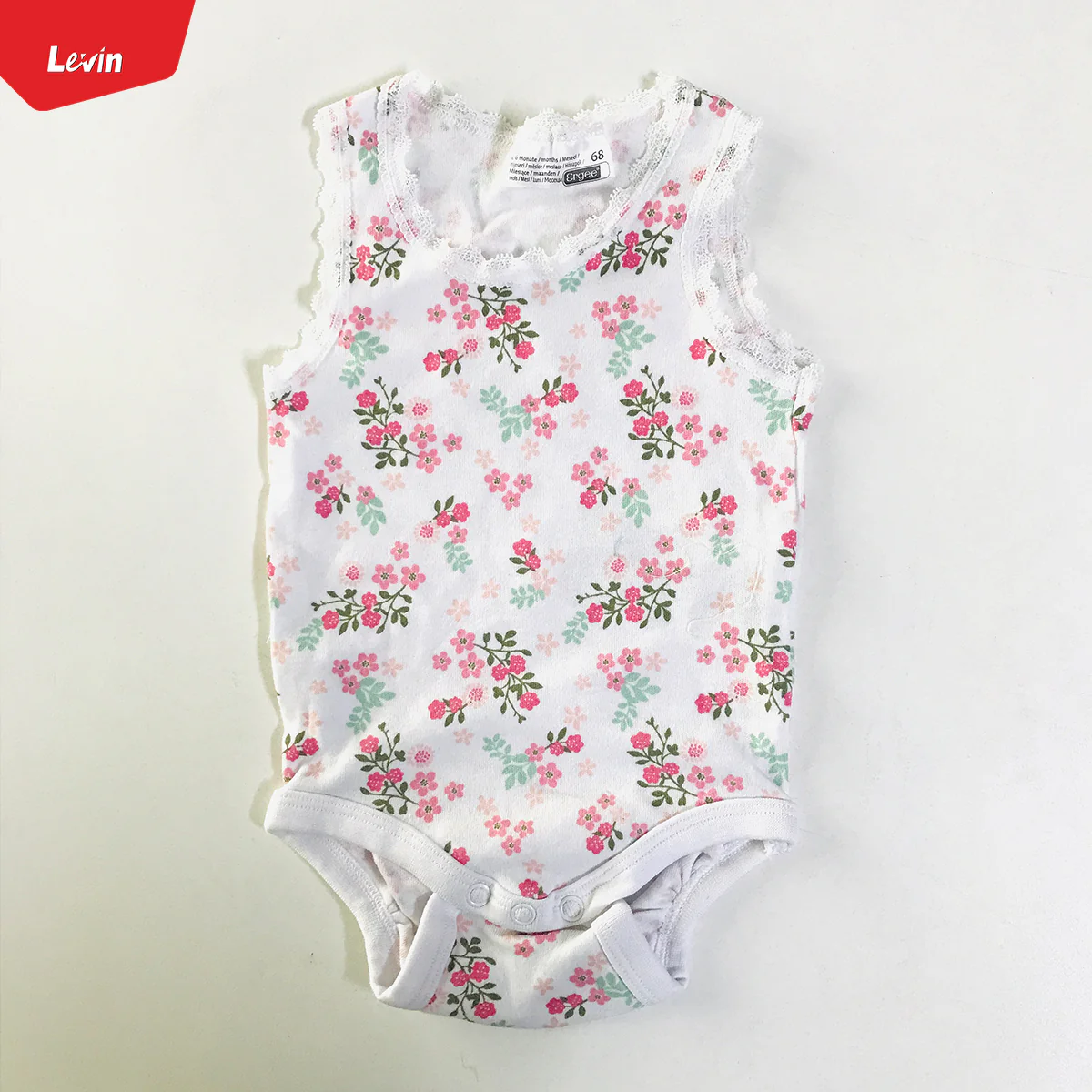 Girls Multicolor Cotton Sleeveless Lace Romper - Image 8