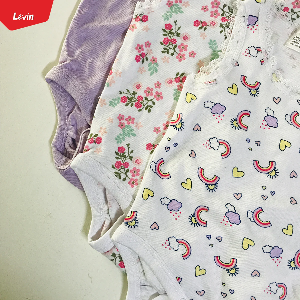 Girls Multicolor Cotton Sleeveless Lace Romper - Image 9