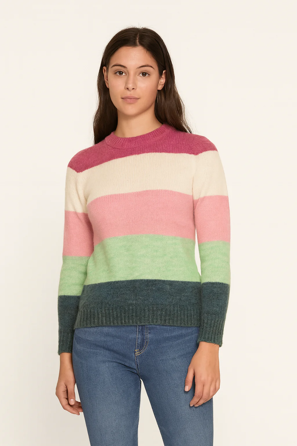 Girls Premium Soft Knit Striped Pullover Sweater - Image 2