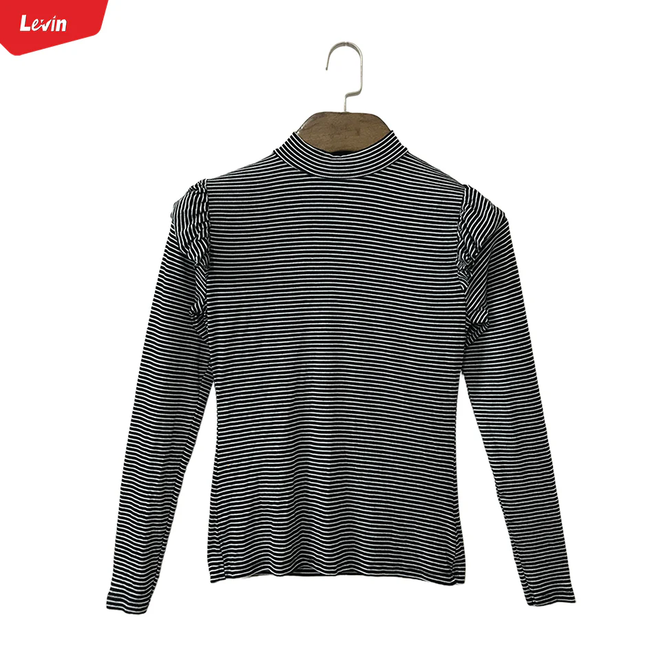 Girls Ribbed Ruffle Trim Shoulder Mock Neck Tops - Image 6