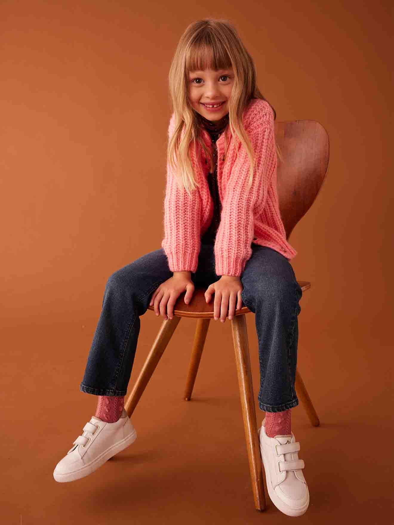 Girls Loose-Fitting Soft Knit Cardigan - Image 5
