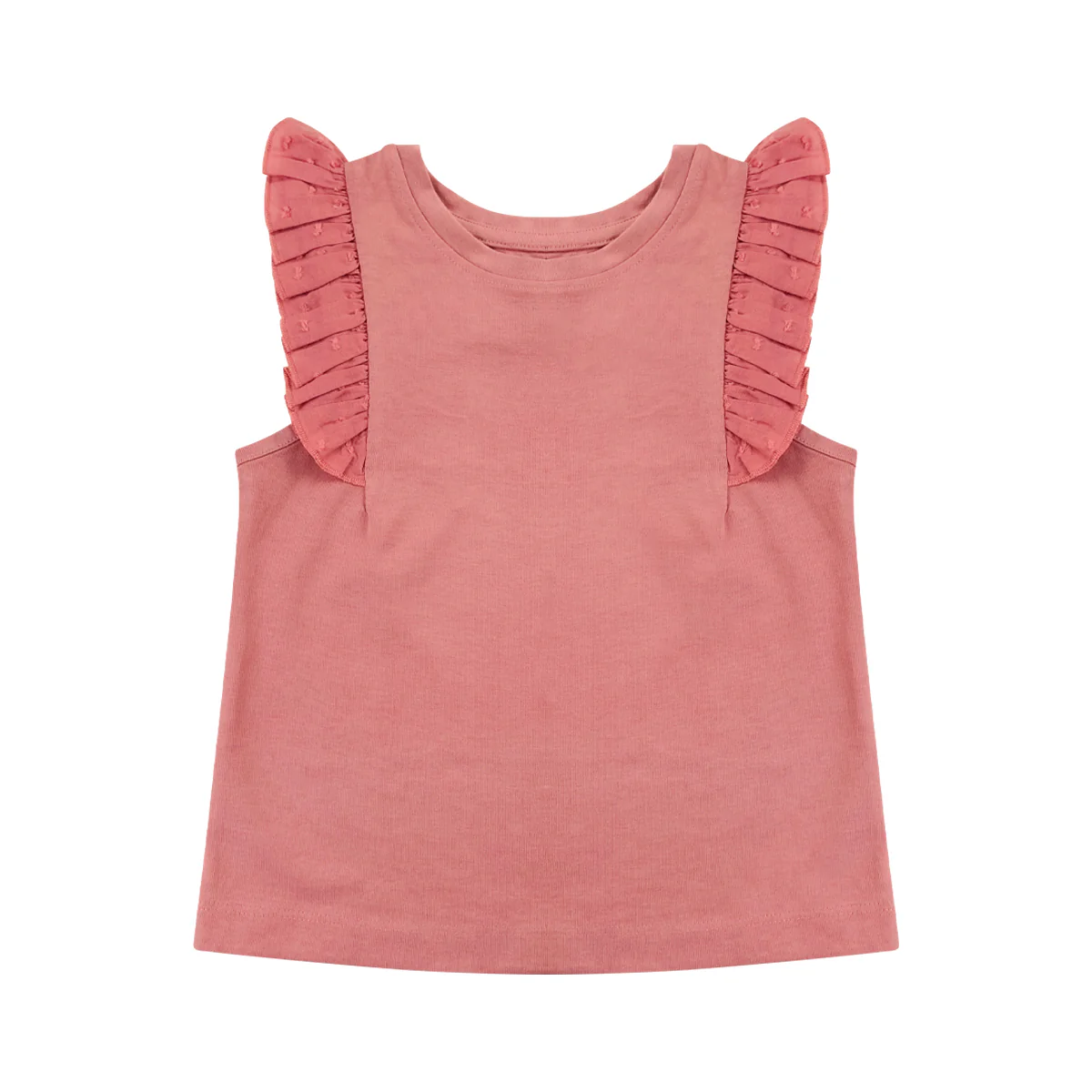 Girls Sleeveless Ruffle Shoulder Cotton Top