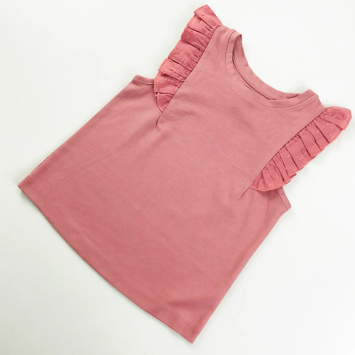 Girls Sleeveless Ruffle Shoulder Cotton Top - Image 7