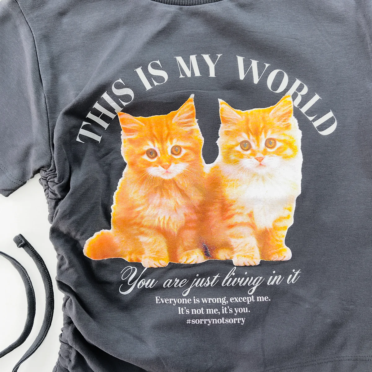 Girls Soft Cotton Cute Cat Graphic Print Crop Top - Image 3
