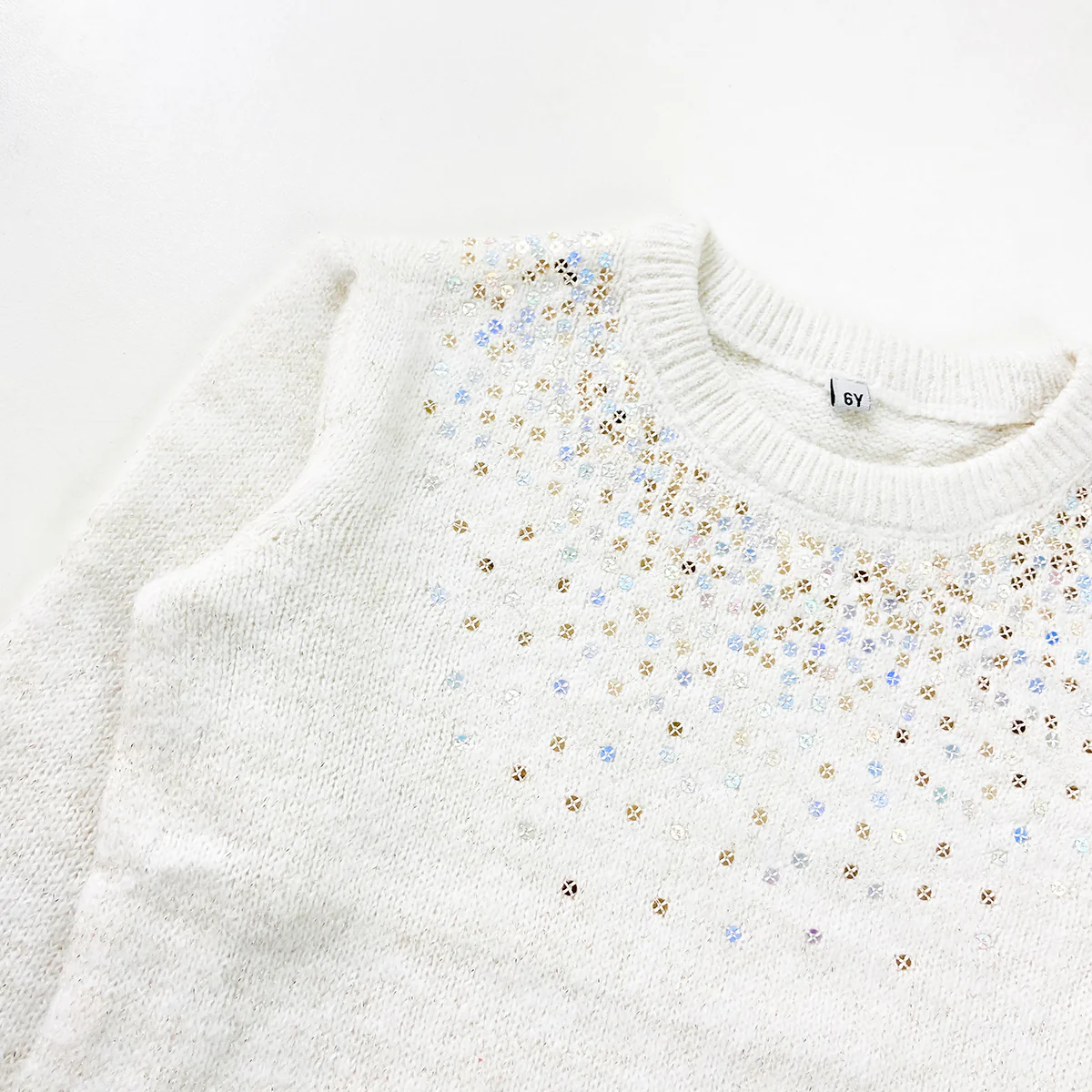 Girls Sparkle Embellished Soft Knit Pullover Sweater - Image 8