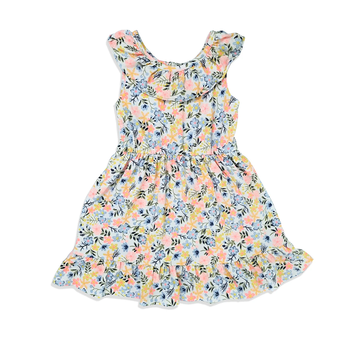 Girls Summer Sleeveless Frock Ruffle Trim Soft Play Dresses - Image 10