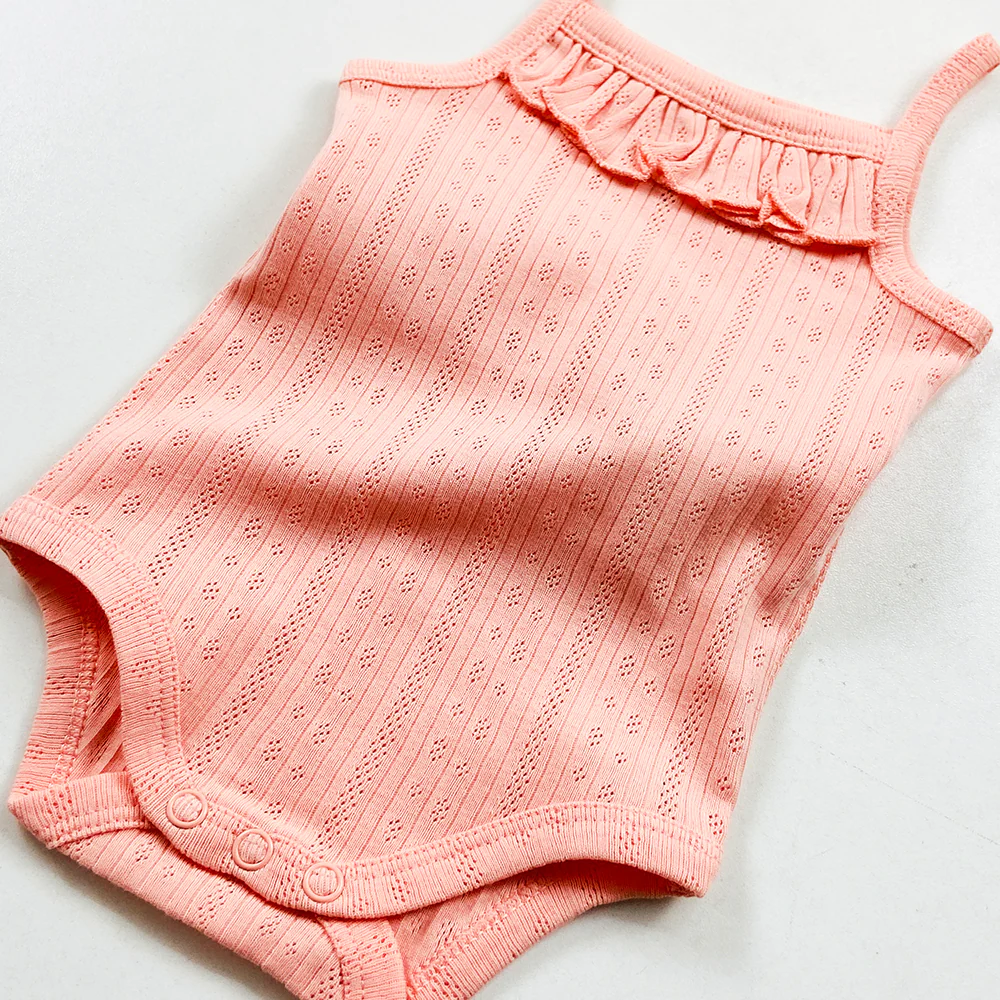 Infant and Toddler Girl Baby Sleeveless Cotton Romper Bodysuit - Image 3