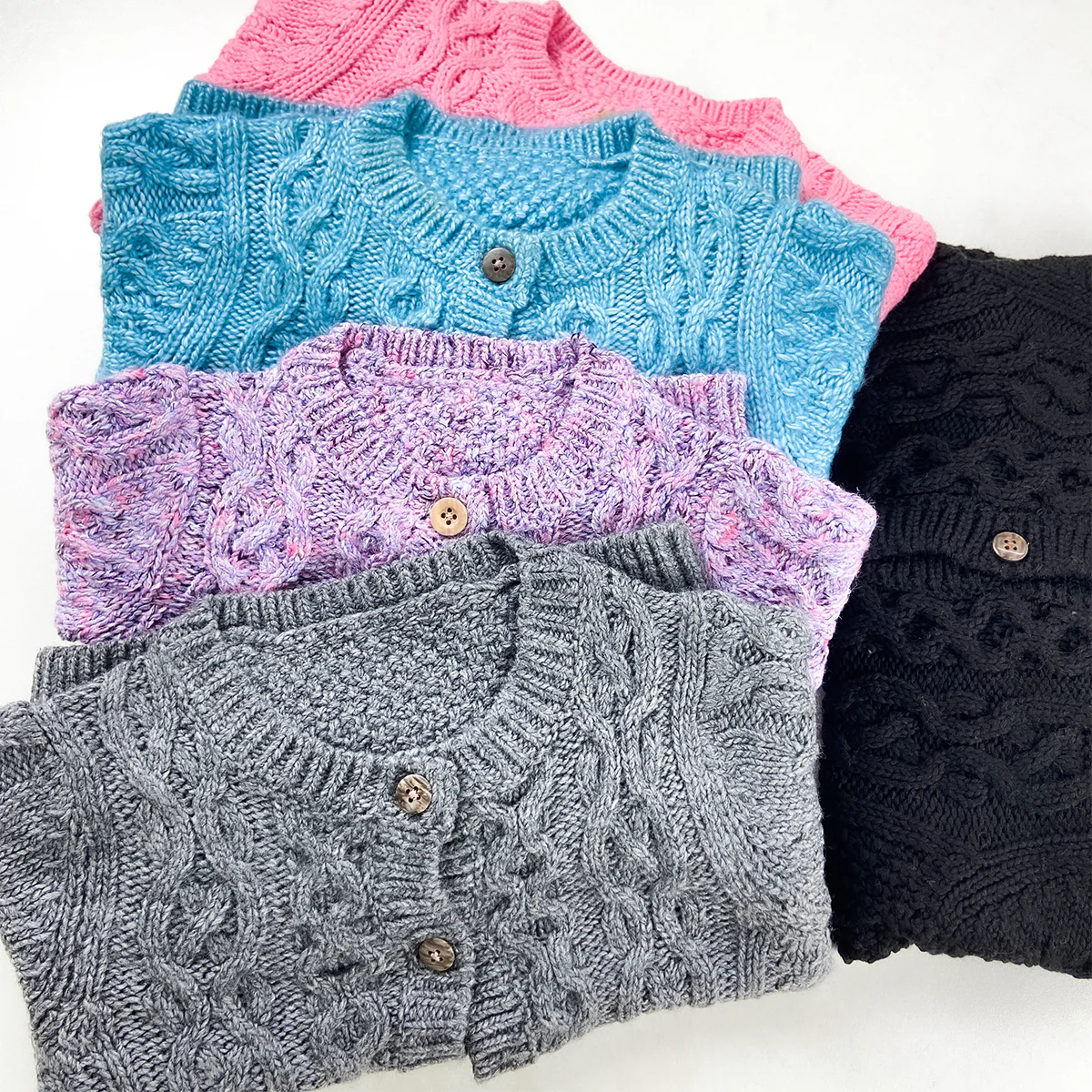 Kids Cable Knit Soft Cotton Cardigan Sweater - Image 3