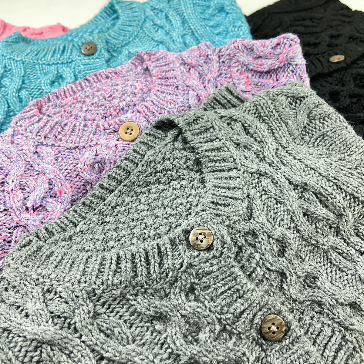 Kids Cable Knit Soft Cotton Cardigan Sweater - Image 5