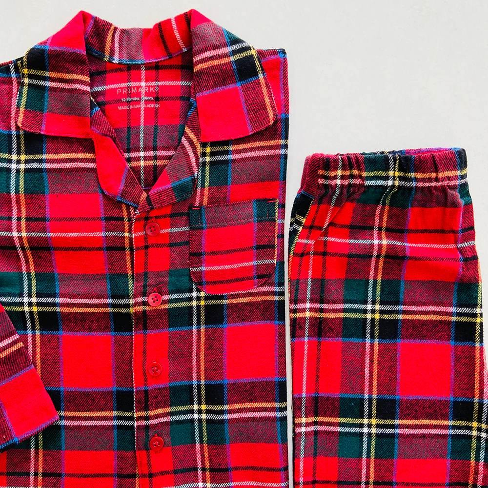 Toddler Baby Checked Flannel Night Pyjama Set - Image 2