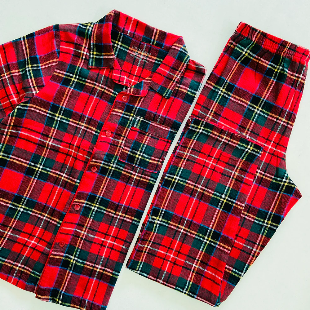 Kids Checked Flannel Night Pyjama Set (4-14 Years) - Image 11