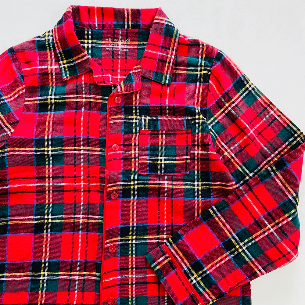 Kids Checked Flannel Night Pyjama Set (4-14 Years) - Image 14