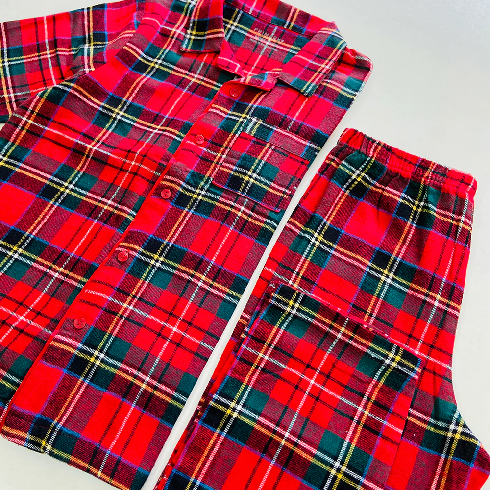 Kids Checked Flannel Night Pyjama Set (4-14 Years) - Image 3