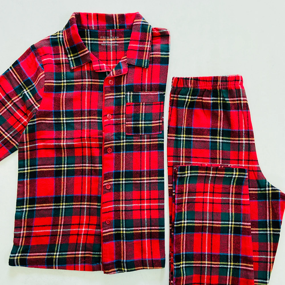 Kids Checked Flannel Night Pyjama Set (4-14 Years) - Image 8