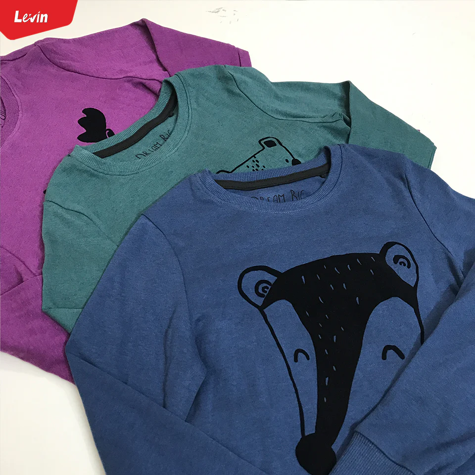 Kids Cotton Round Neck Ribbed Cuffed Long Sleeve Sweatshirt T-Shirt - Image 10