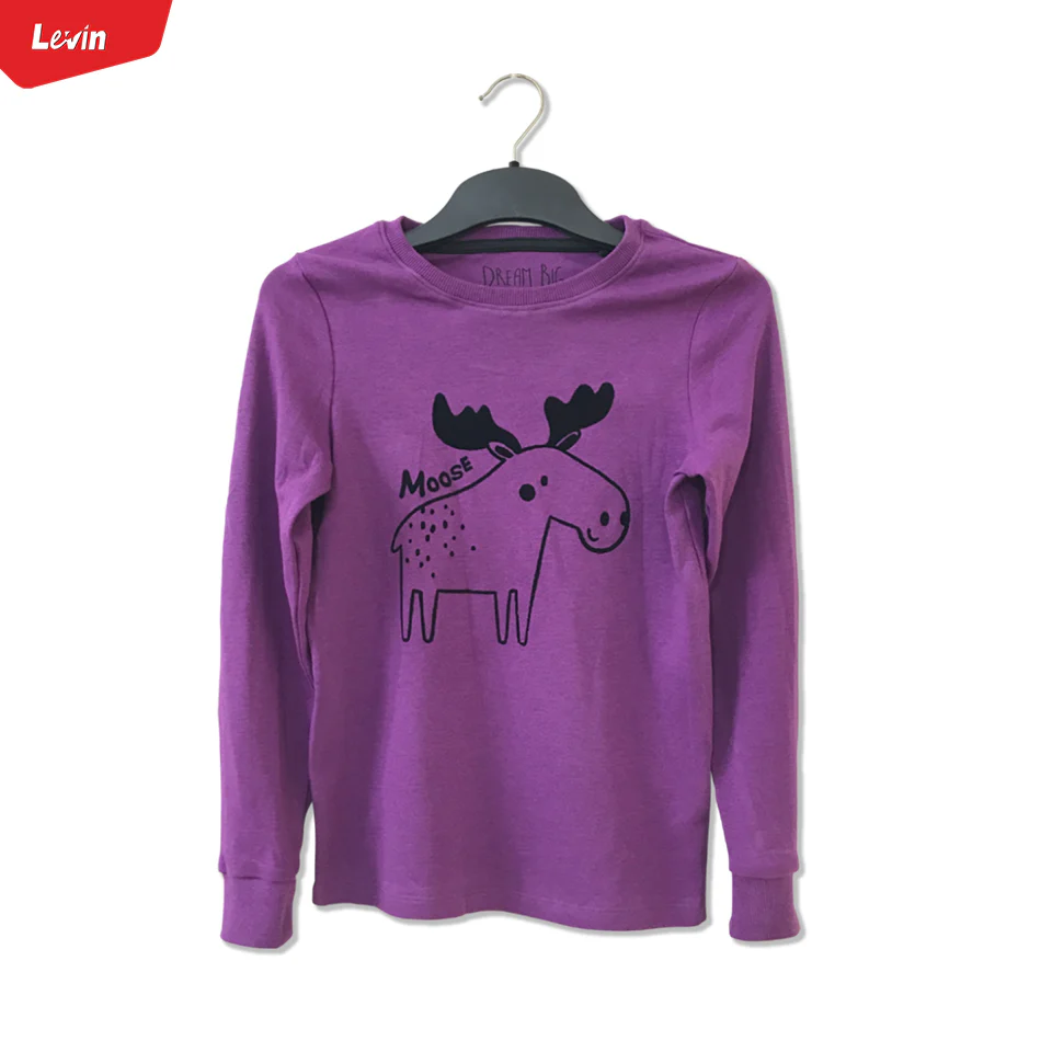 Kids Cotton Round Neck Ribbed Cuffed Long Sleeve Sweatshirt T-Shirt - Image 4