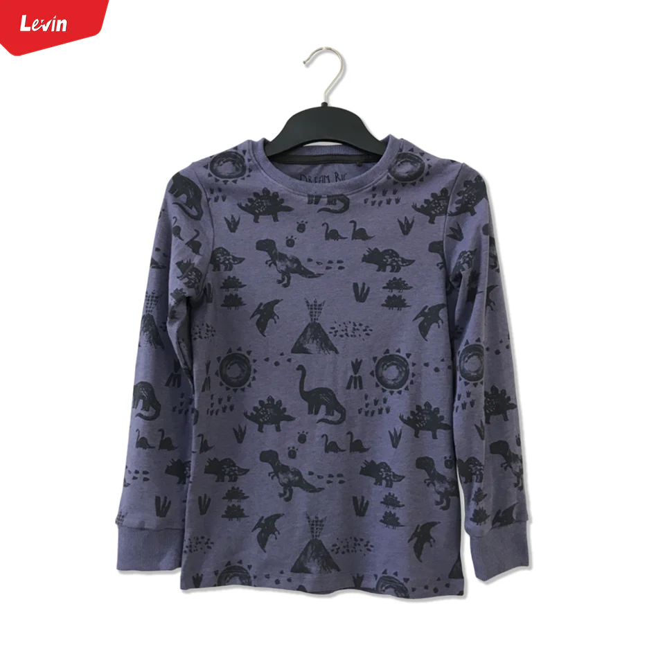 Kids Cotton Round Neck Ribbed Cuffed Long Sleeve Sweatshirt T-Shirt - Image 7
