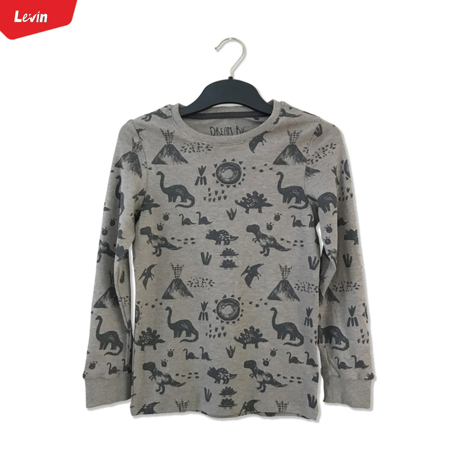 Kids Cotton Round Neck Ribbed Cuffed Long Sleeve Sweatshirt T-Shirt - Image 8